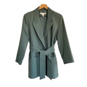 Tweeds Green Wool Blend Tie Belted Blazer Size 8